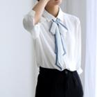 3/4-sleeve Tie-neck Chiffon Shirt