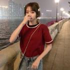 Short Sleeve Contrast-trim T-shirt