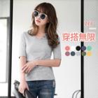 Short Sleeve Buttoned V-neck T-shirt