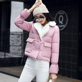 Fleece-lined Double-breasted Puffer Jacket