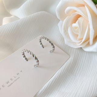 Twisted Hoop Earring 1 Pair - Stud Earrings - Silver - One Size