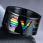 Stainless Steel Rainbow Love Lettering Ring