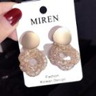 Alloy Disc Rhinestone Dangle Earring 1 Pair - Silver Stud - Gold - One Size