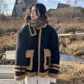 Faux Shearling Jacket Black - One Size