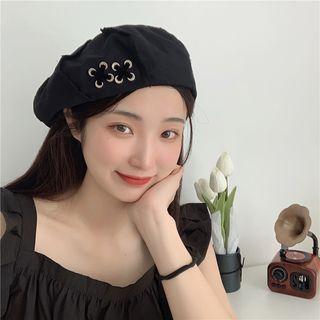 Cross Buckle Beret Black - One Size