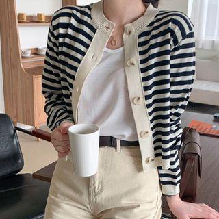 Cropped Stripe Cardigan