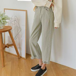 Washed-color Tab-hem Pants