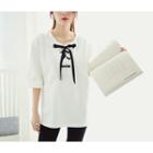 Roll-up Sleeve Eyelet-detailed T-shirt