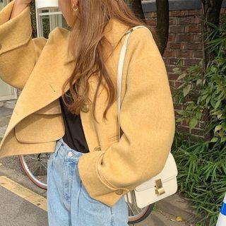 Plain Cropped Jacket Yellow - One Size