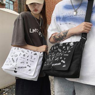 Print Nylon Messenger Bag