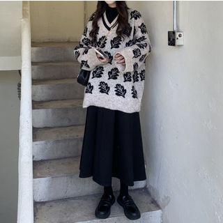 Jacquard Sweater / Midi A-line Skirt