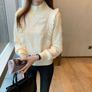 Mock-neck Ruffled Sweatshirt