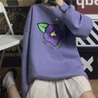Long-sleeve Print Sweatshirt Violet - One Size
