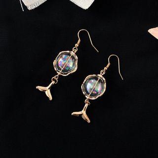 Ball Ball Whale Tail Dangle Earring 01 - Hook Earring - Laser - Transparent - One Size