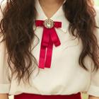 Crepe Blouse With Ribbon Brooch