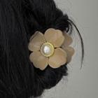 Flower Faux Pearl Hair Clamp 2387a - Khaki - One Size