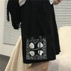 Embroidered Drawstring Wide Leg Shorts