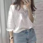 Lace V-neck 3/4-sleeve Top