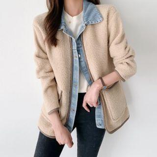 Denim-trim Fleece Jacket