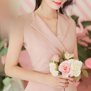 Lapel-front Sleeveless A-line Mini Dress