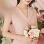 Lapel-front Sleeveless A-line Mini Dress