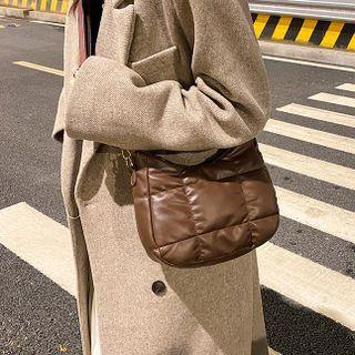 Quilted Faux Leather Crossbody Bag / Bag Charm / Set