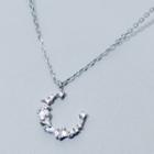 925 Sterling Silver Rhinestone Moon Pendant Necklace As Shown In Figure - One Size