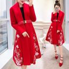 Floral Embroidery Long Coat
