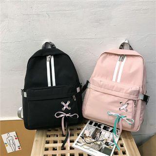 Stripe Accent Lace-up Details Backpack