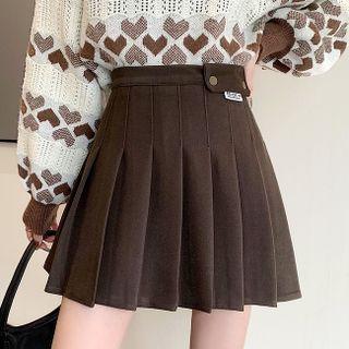 Woolen Mini Pleated A-line Skirt