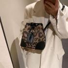 Faux Leather Leopard Bucket Bag