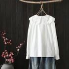 Peter Pan Collar Lace Shirt White - One Size