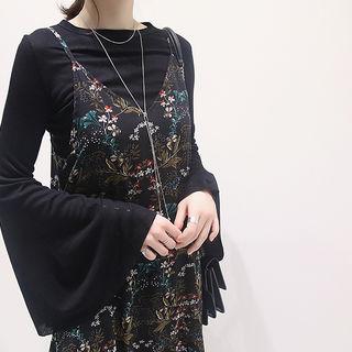 Spaghetti-strap Floral A-line Long Dress