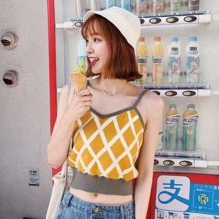 Argyle Patterned Cropped Camisole Top