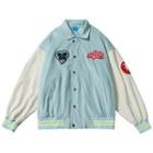 Lettering Patch Collared Baseball Jacket