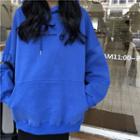 Letter Embroidered Hoodie / Midi Back-slit H-line Skirt