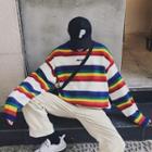 Couple Matching Rainbow Block Sweater