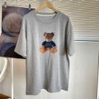Bear Cartoon Print T-shirt