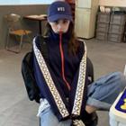 Cross Print Panel Zip Jacket Sapphire Blue - One Size