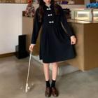 Long-sleeve Frog Buttoned A-line Dress