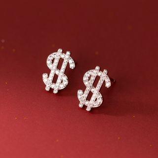 Rhinestone Dollar Sign Ear Stud