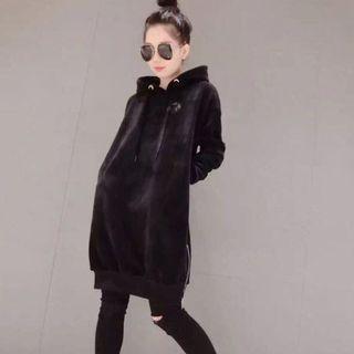 Pleuche Long Fleece-lined Hoodie