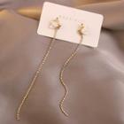 Flower Resin Rhinestone Dangle Earring A239 - 1 Pair - Silver Needle - Gold - One Size