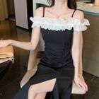 Sleeveless Ruffle Trim Midi A-line Dress / Undershorts