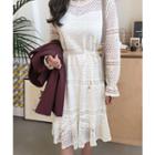 Ruffle-hem Laced Dress With Cord