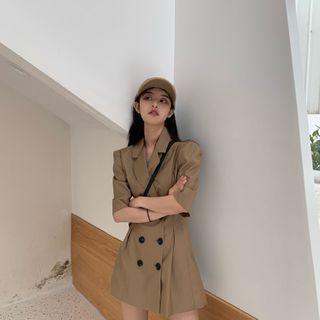 V Neck Short-sleeve Blazer Dress