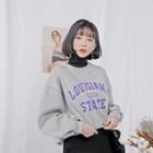 Lettering Fleece-lined Oversized Sweatshirt