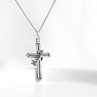925 Sterling Silver Cross Necklace Silver - One Size