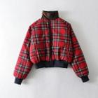 Reversible Plaid Stand-collar Padded Jacket