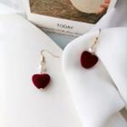 Flocking Heart Faux Pearl Dangle Earring 1 Pair - Gold & Red & White - One Size